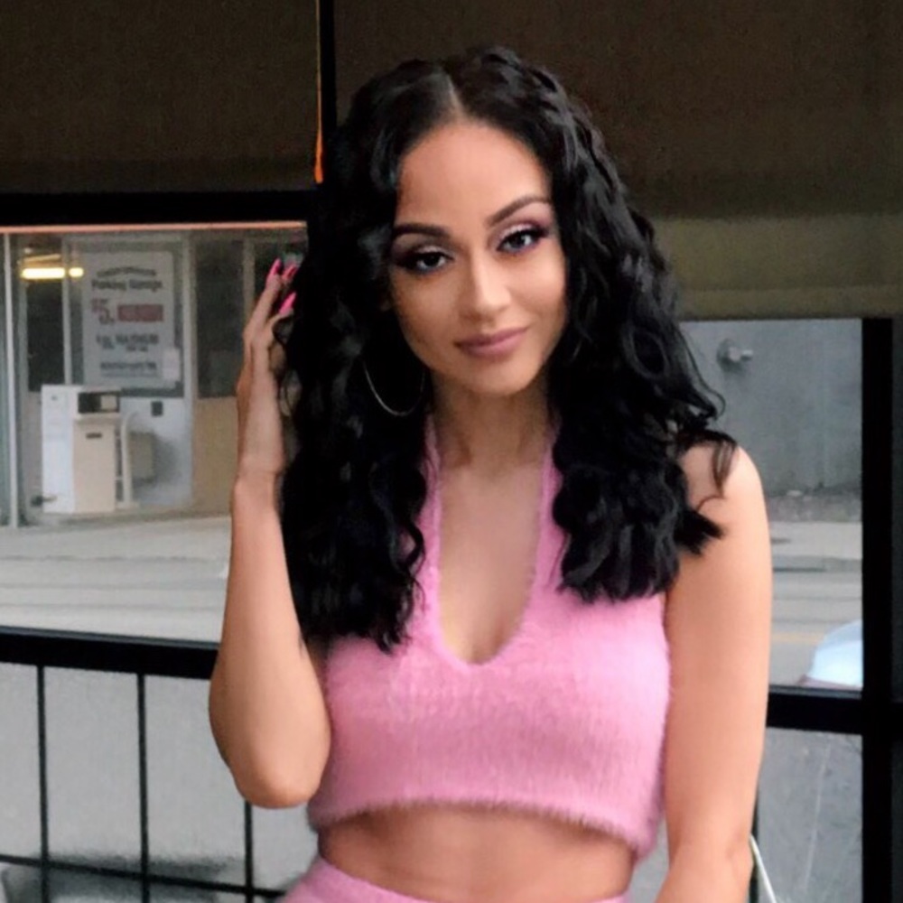 Prettylittlething pink fluffy halter top